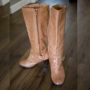 Clarks High Heel Leather Knee High Boots 7.5